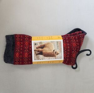 Wool Blend Red and Black Socks